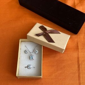 Jewelry set silver 925 baby blue for girls/teens